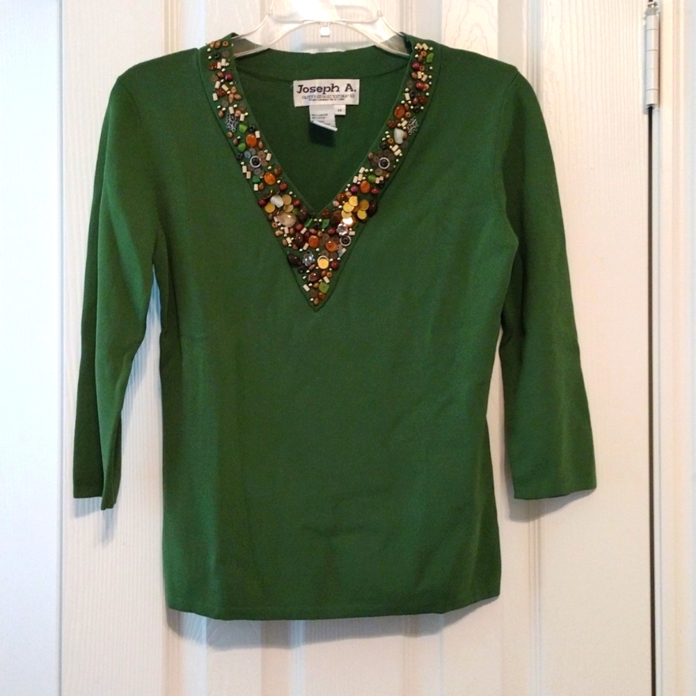 NWOT Joseph A paris London New York beaded sweater